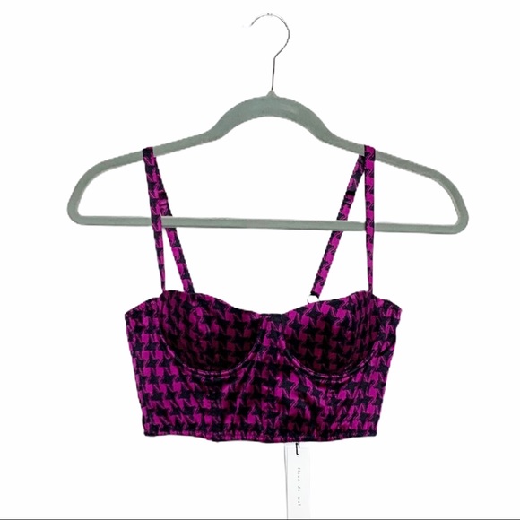 Fleur du Mal Houndstooth Bustier in Bougainvillea - Picture 2 of 7